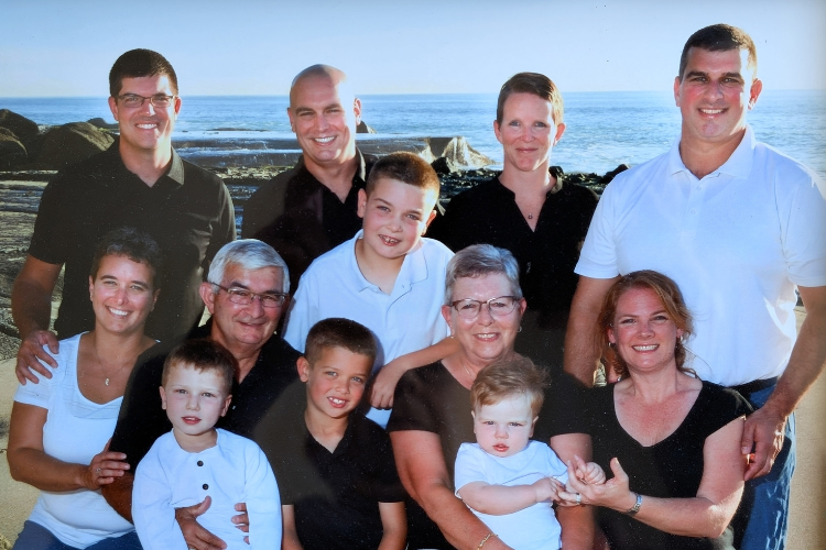 Kevin and Dana Sue Kirk pictured with their children and four of their 5 grandchildren.